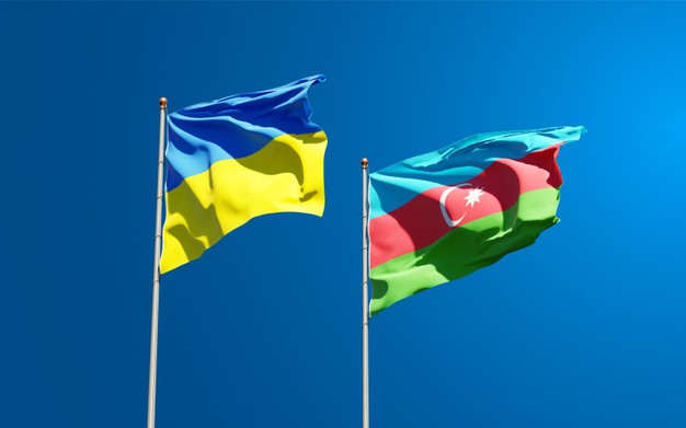 National state flags ukraine azerbaijan together 337817