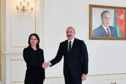Azerbaijans President Aliyev meets Germanys Foreign Minister Baerbock in Baku 800x549