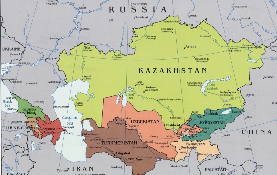 Large Political Map Of The Caucasus And Central Asia 2009