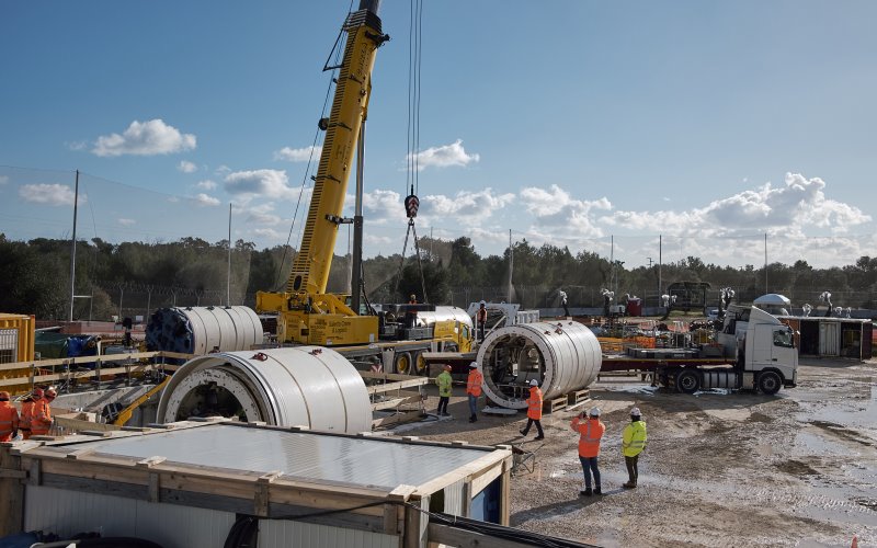 05 The Sections Of The Micro Tunnel Boring Machine Are Assembled At The Working Site Melendugno Italy January 2019
