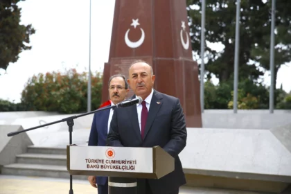 Aa 20240404 34179590 34179587 Nato Parlamenter Asamblesi Turk Delegasyonu Baskani Cavusoglu Bakude Sehitlikleri Ziyaret Etti