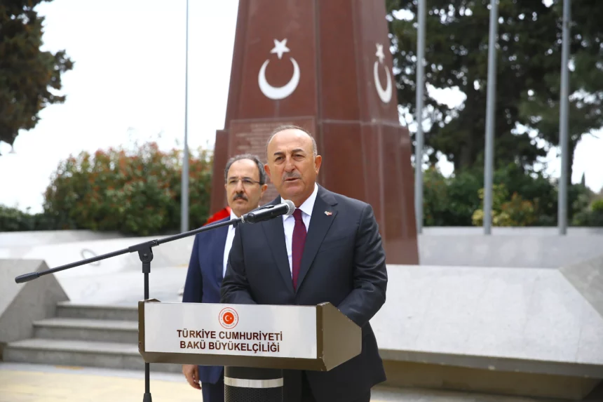 Aa 20240404 34179590 34179587 Nato Parlamenter Asamblesi Turk Delegasyonu Baskani Cavusoglu Bakude Sehitlikleri Ziyaret Etti