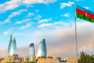 Azerbaijan Flag Baku City
