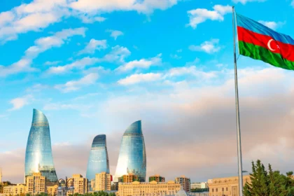Azerbaijan Flag Baku City
